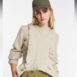 ASOS  Y.A.S Cream Ruffle Knit Sweater NWT size medium